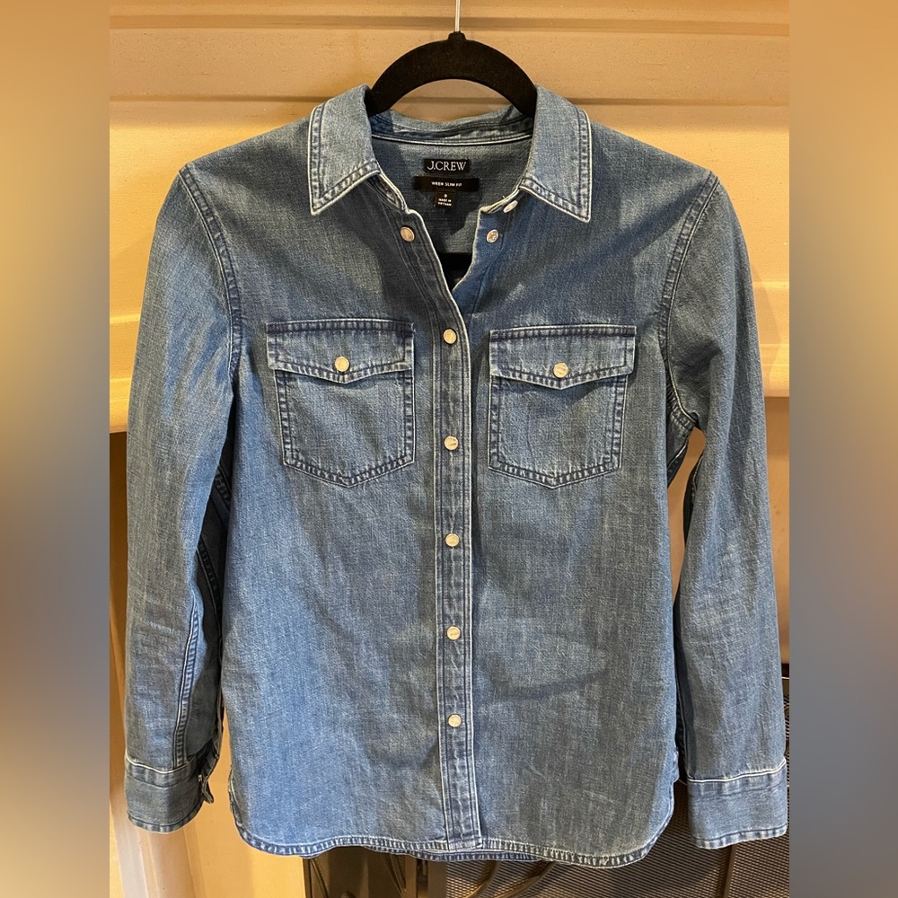 JCREW current season denim shirt, sz 0